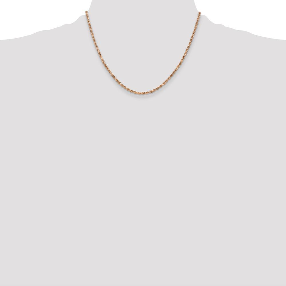 14K Rose Gold 18" Diamond-Cut Rope Chain Necklace - 2.25mm Width