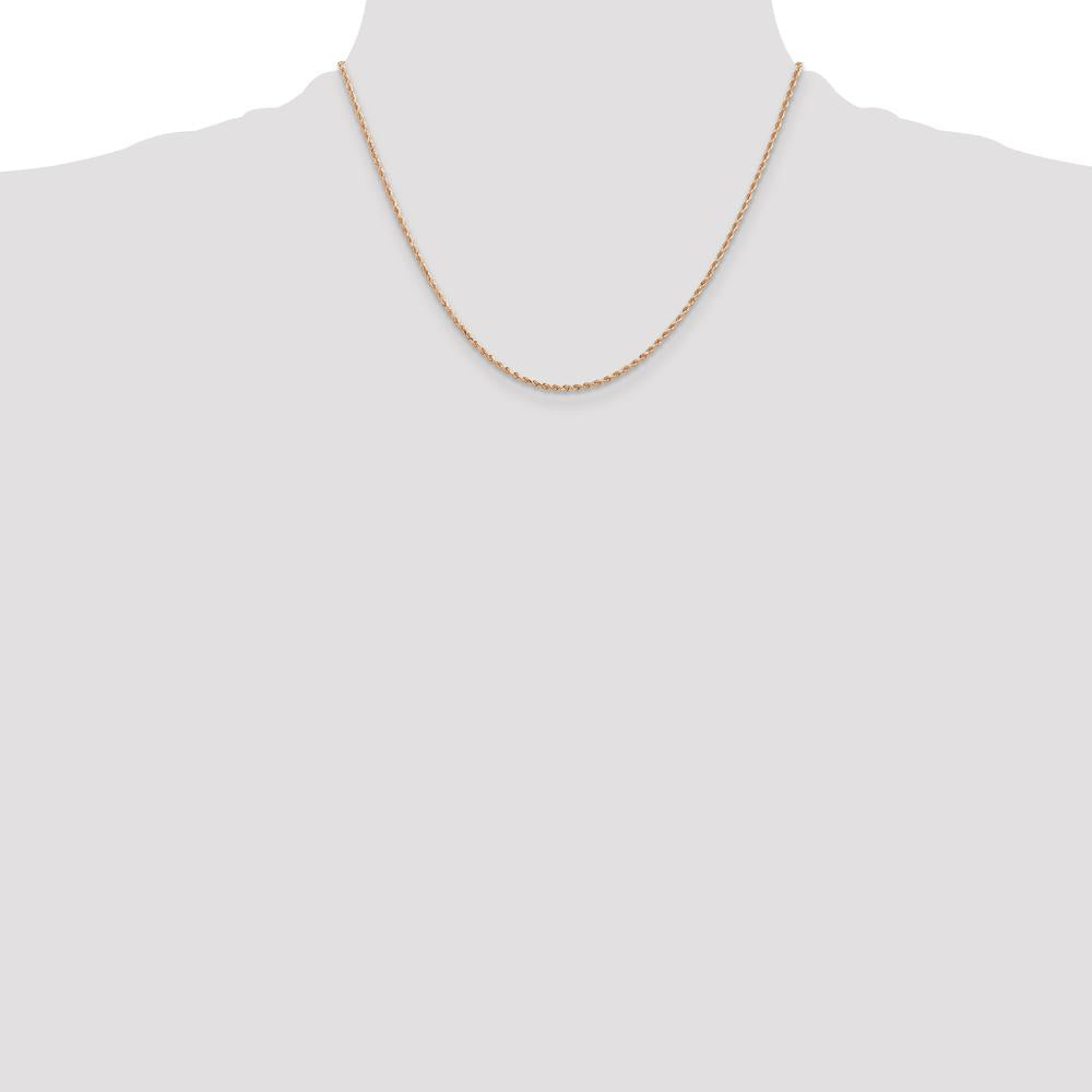 14K Rose Gold 18" Diamond-Cut Rope Chain Necklace with Lobster Clasp - 1.5mm Solid Polished Design
