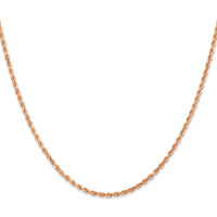 14K Rose Gold 18" Diamond-Cut Rope Chain Necklace with Lobster Clasp - 2mm Solid Design