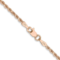 14K Rose Gold 18" Diamond-Cut Rope Chain Necklace with Lobster Clasp - 2mm Solid Design