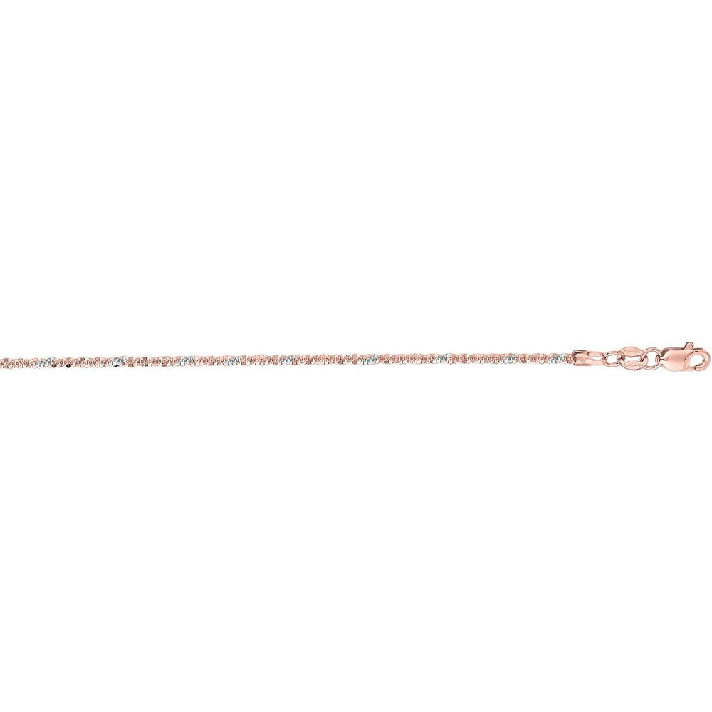 14K Rose Gold 18" Diamond Cut Sparkle Chain Necklace - 1.5mm Width by Orozza Fine Jewelry