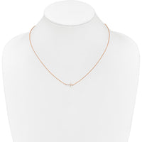 14K Rose Gold 18" Necklace with Round Diamond Sideways Cross Pendant - 0.10 Carat Total Diamond Weight by Oro Pregiato