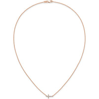 14K Rose Gold 18" Necklace with Round Diamond Sideways Cross Pendant - 0.10 Carat Total Diamond Weight by Oro Pregiato