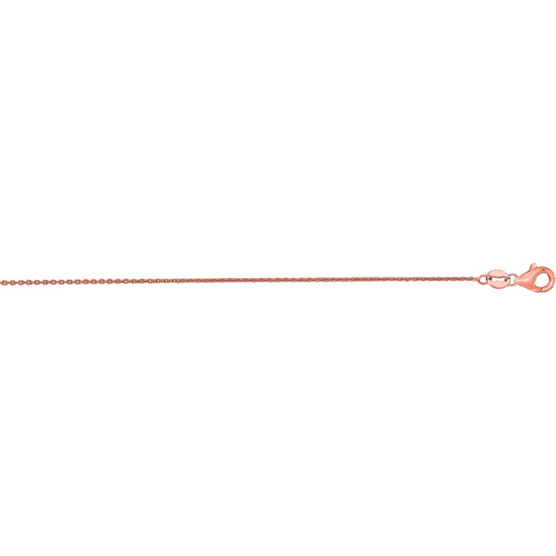 14K Rose Gold 18" Oval Cable Chain Necklace with Lobster Clasp - 0.97mm by Orozza Fine Jewelry