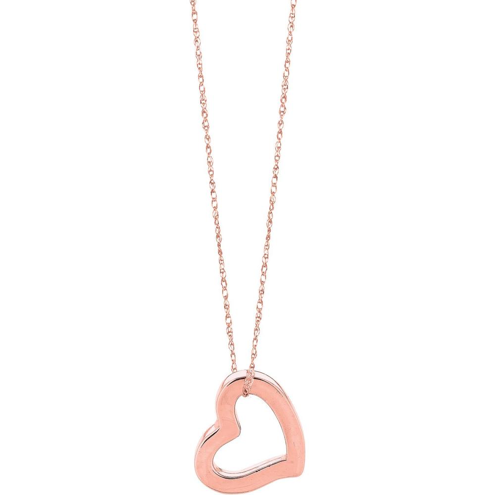14K Rose Gold 18" Polished Open Heart Pendant Necklace by Orozza Fine Jewelry