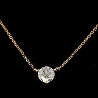 14K Rose Gold 18" Solitaire Pendant Necklace with Prong Set Round Brilliant Cut Lab Diamond - 0.63 Carat Total Diamond Weight (E-F Color, VS Clarity) - Covaloro Fine Jewelry