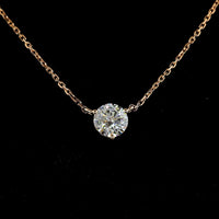 14K Rose Gold 18" Solitaire Pendant Necklace with Prong Set Round Brilliant Cut Lab Diamond - 0.63 Carat Total Diamond Weight (E-F Color, VS Clarity) - Covaloro Fine Jewelry