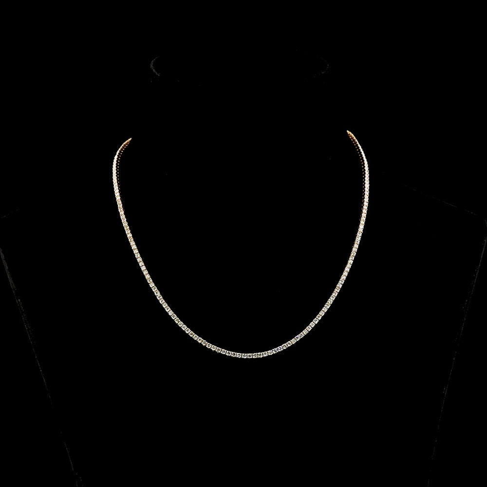 14K Rose Gold 192-Stone Round Brilliant Cut Lab Diamond Tennis Necklace - 4.79 Carat Total Weight, E-F Color VS1 Clarity - Covaloro Fine Jewelry