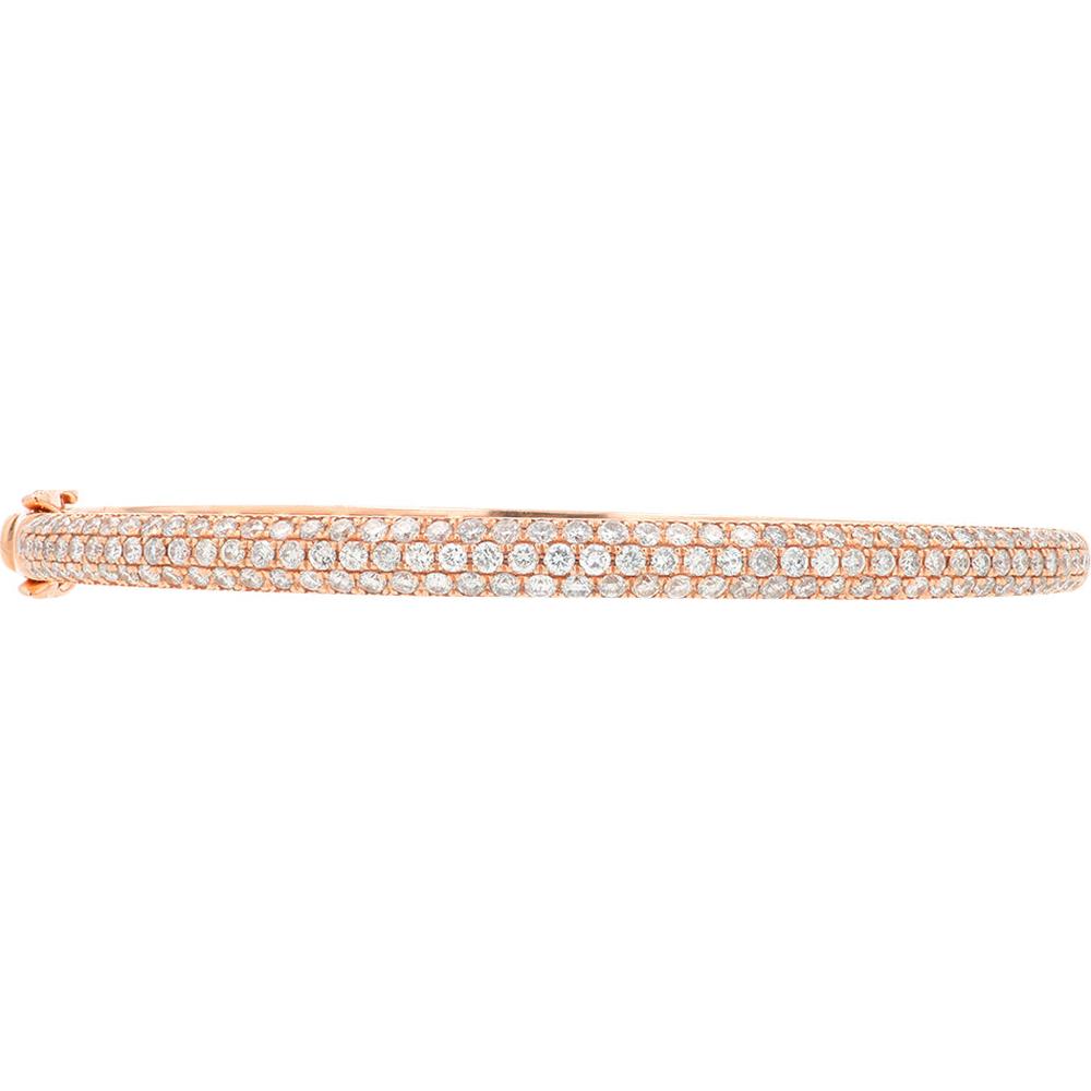 14K Rose Gold 2.17 Carat Diamond Bangle - Full Round Brilliant Diamond Set