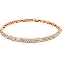 14K Rose Gold 2.17 Carat Diamond Bangle - Full Round Brilliant Diamond Set