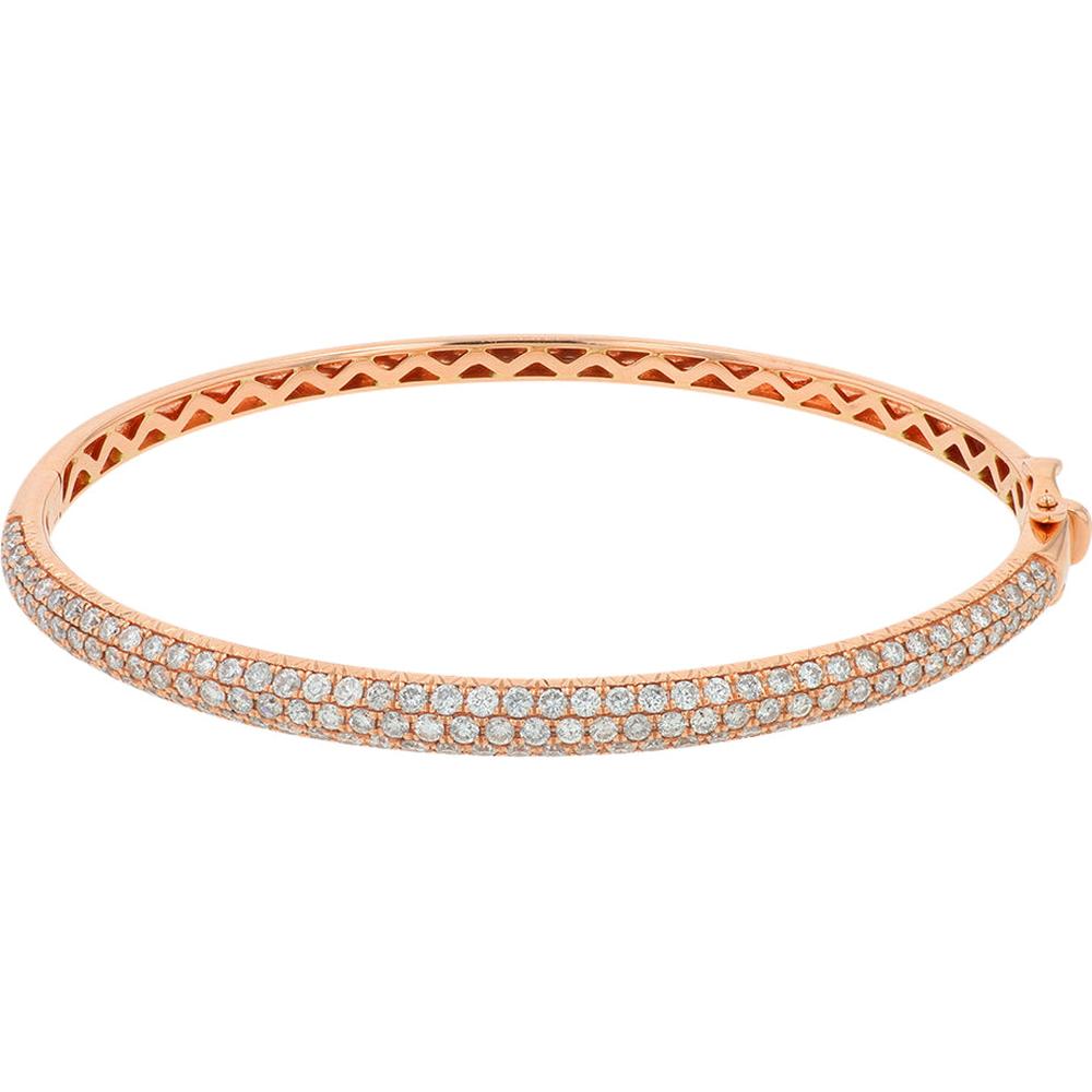 14K Rose Gold 2.17 Carat Diamond Bangle - Full Round Brilliant Diamond Set
