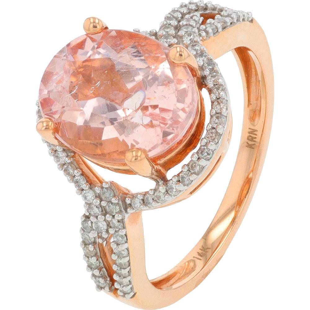 14K Rose Gold 2.50 Carat Morganite Ring with Diamond Accents - 0.25 Carat Total Diamond Weight