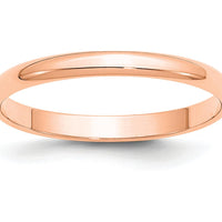 14K Rose Gold 2.5mm Domed Polished Half Round Wedding Band Size 7 by 0