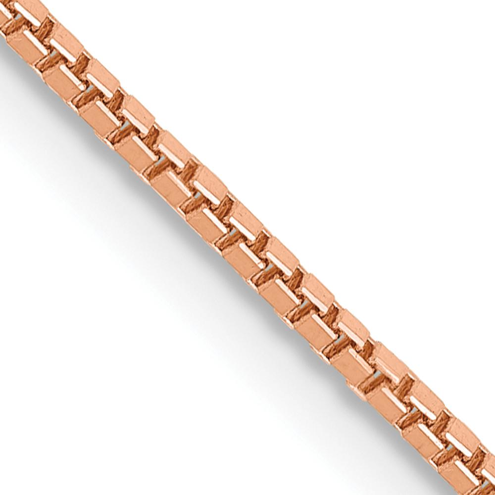 14K Rose Gold 20" 1mm Box Link Chain Necklace with Lobster Clasp - Polished Finish by 0