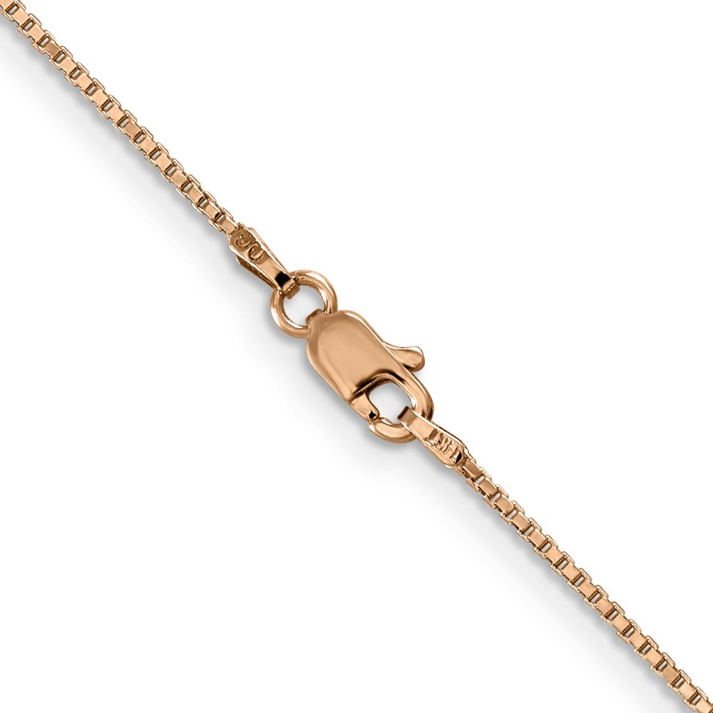 14K Rose Gold 20" 1mm Box Link Chain Necklace with Lobster Clasp - Polished Finish by 0