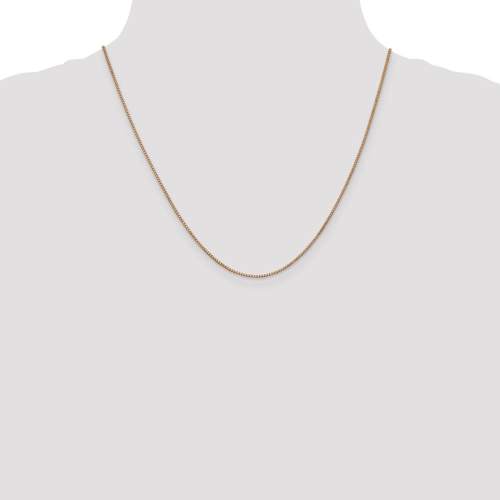 14K Rose Gold 20" 1mm Box Link Chain Necklace with Lobster Clasp - Polished Finish by 0