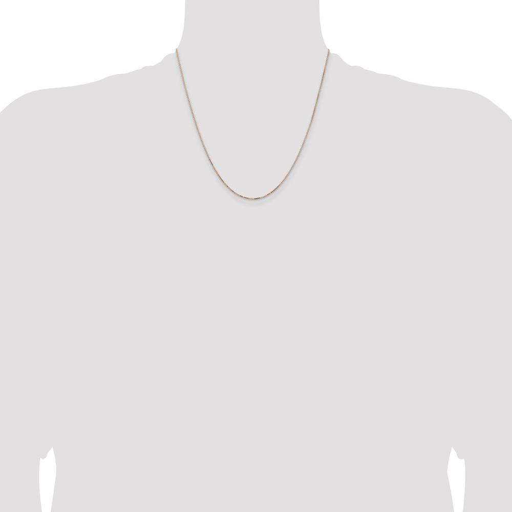 14K Rose Gold 20" Box Link Chain with Lobster Clasp - 0.95mm Width by 0