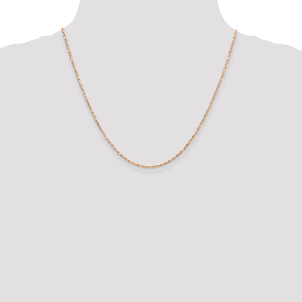 14K Rose Gold 20" Cable Rope Chain Necklace with Spring Ring Clasp