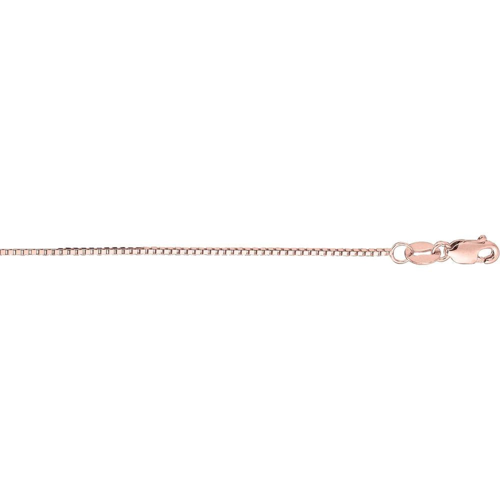 14K Rose Gold 20" Classic Box Chain with Lobster Lock - 0.73mm by Orozza Fine Jewelry