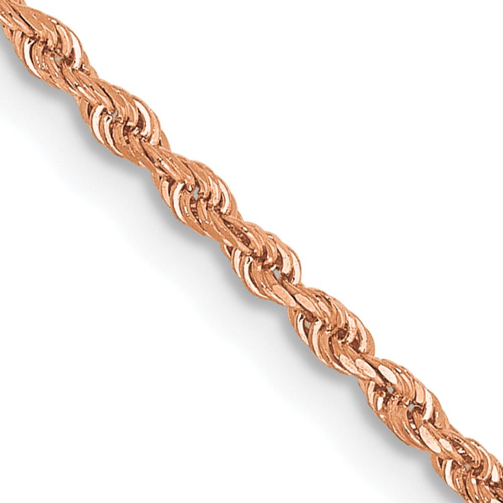 14K Rose Gold 20" Diamond-Cut Rope Chain Necklace with Lobster Clasp - 1.5mm Solid Handcrafted Design