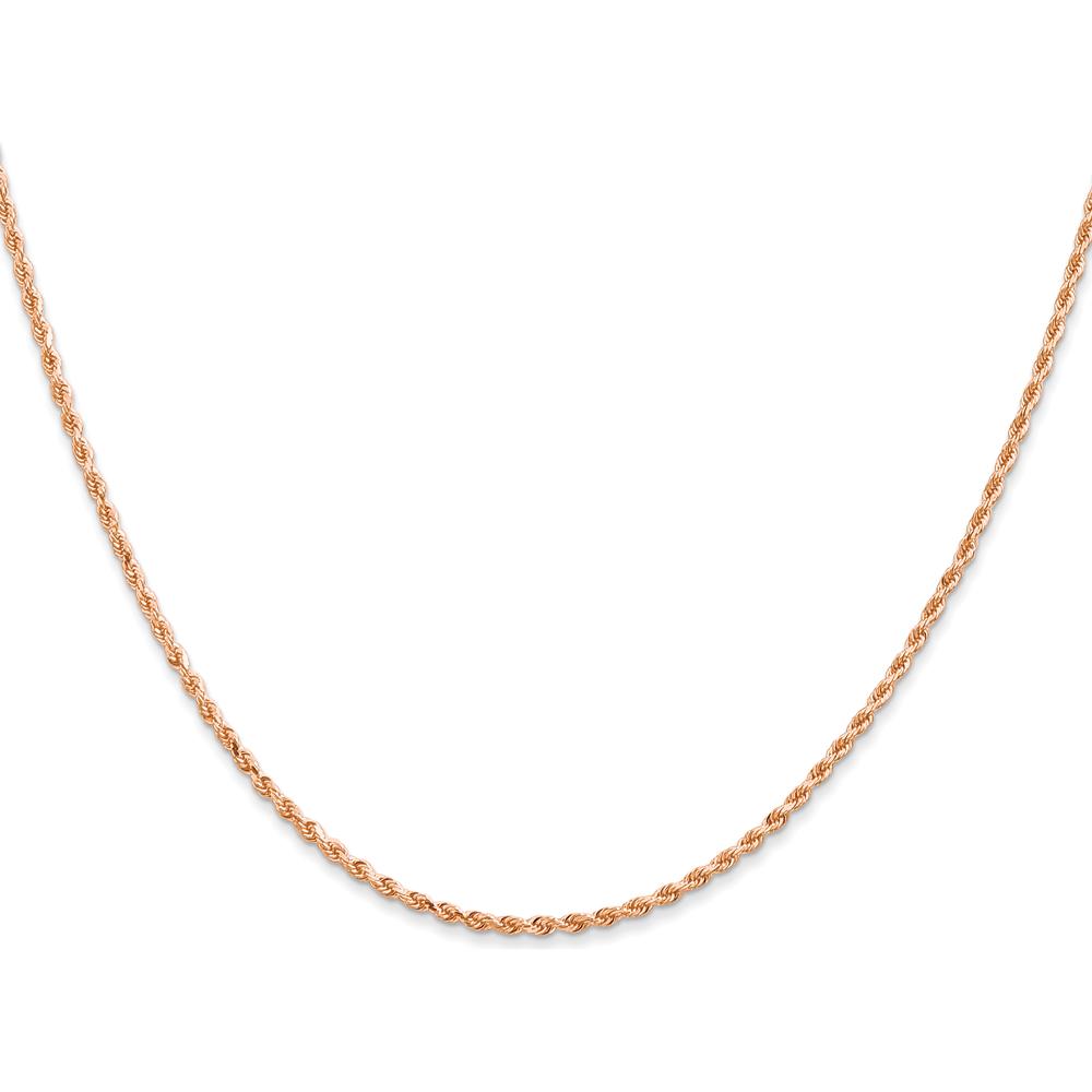 14K Rose Gold 20" Diamond-Cut Rope Chain Necklace with Lobster Clasp - 1.5mm Solid Handcrafted Design