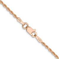 14K Rose Gold 20" Diamond-Cut Rope Chain Necklace with Lobster Clasp - 1.5mm Solid Handcrafted Design