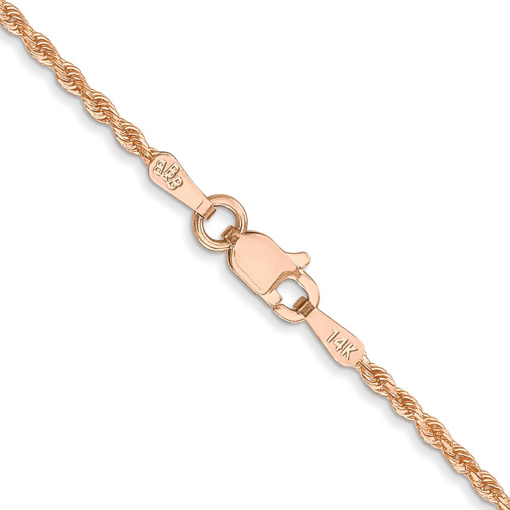 14K Rose Gold 20" Diamond-Cut Rope Chain Necklace with Lobster Clasp - 1.5mm Solid Handcrafted Design