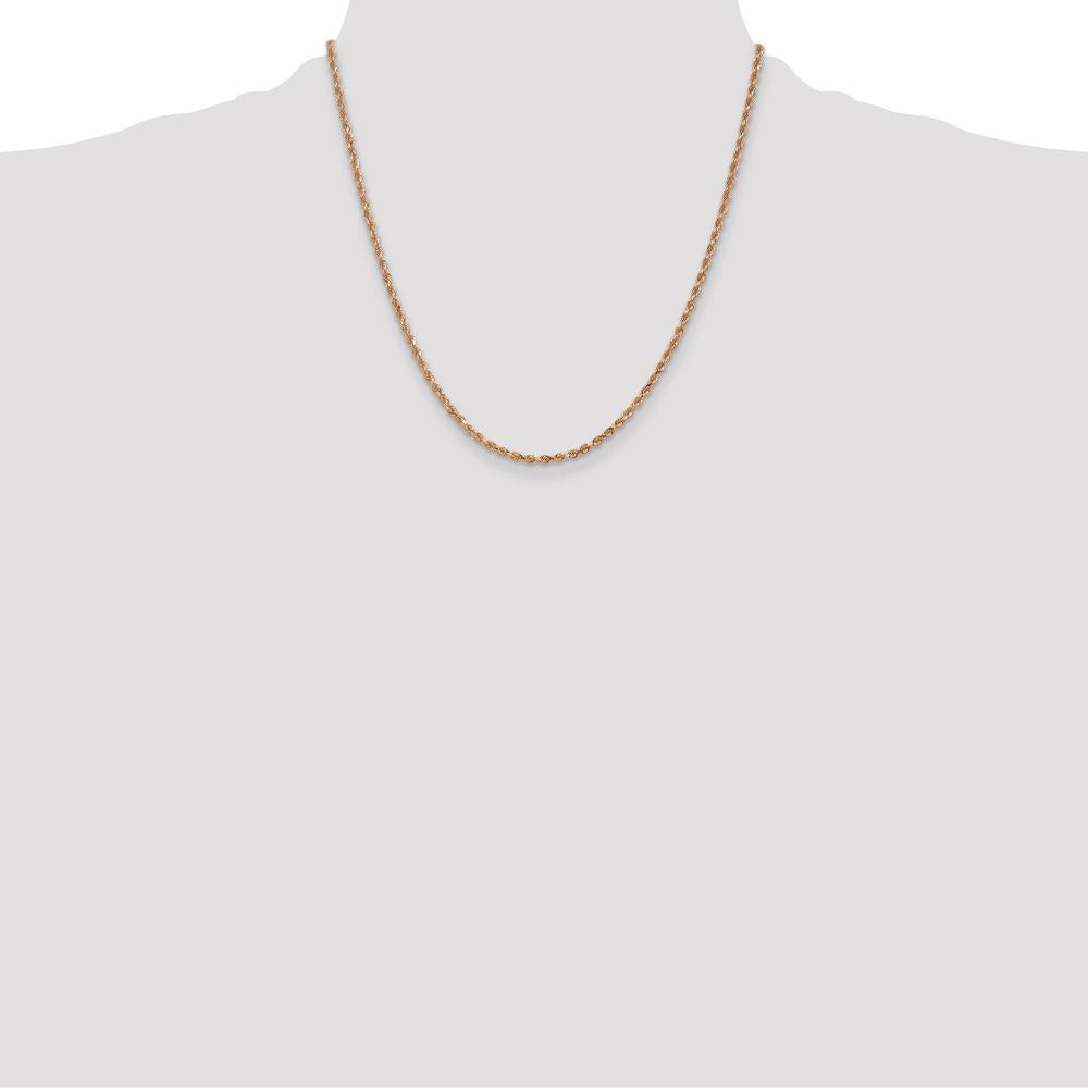 14K Rose Gold 20" Diamond-Cut Rope Chain Necklace with Lobster Clasp - 2.25mm