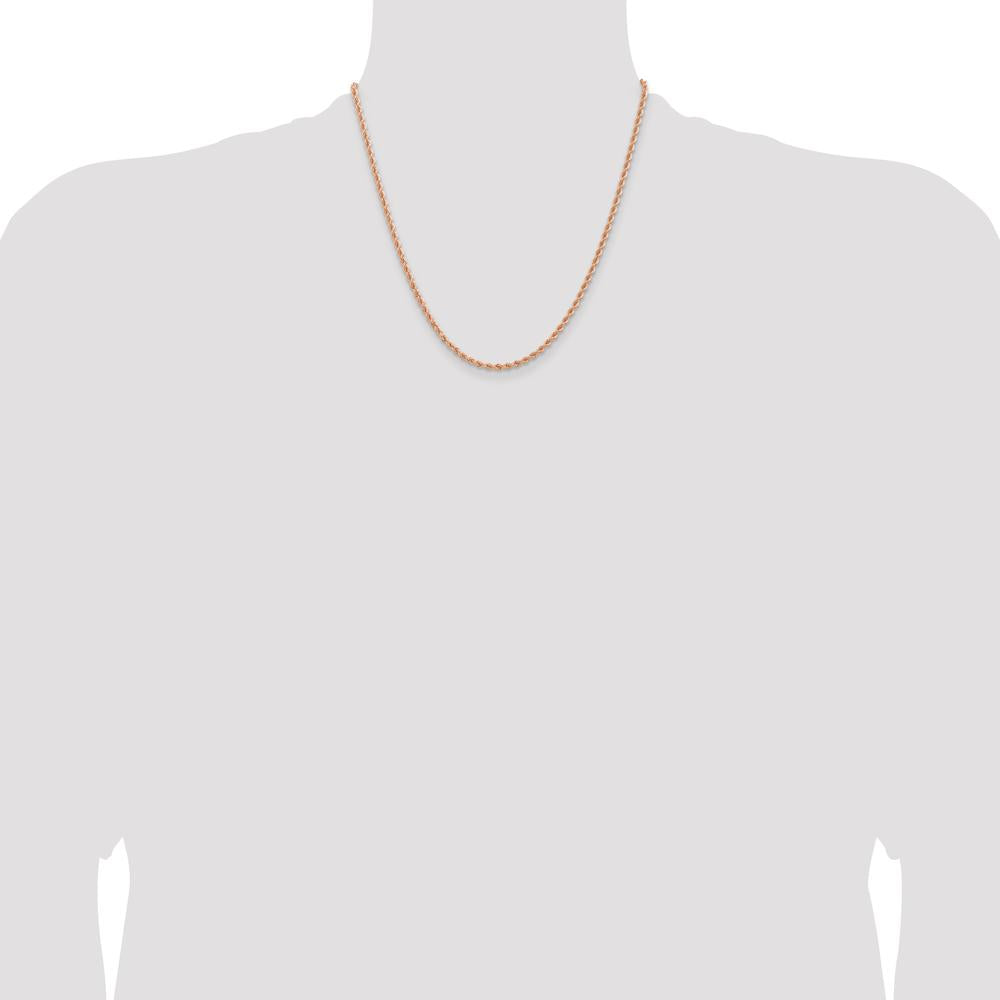 14K Rose Gold 20" Diamond-Cut Rope Chain Necklace with Lobster Clasp - 2.75mm