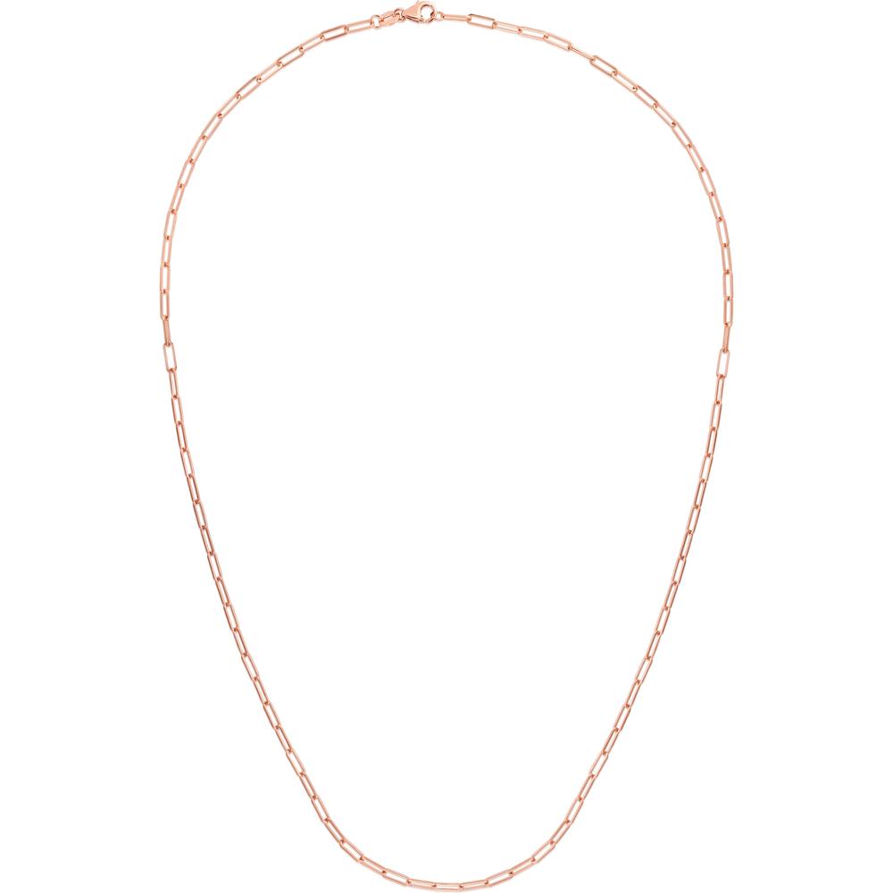 14K Rose Gold 20" Paperclip Chain Necklace with Polished Finish by Orozza Fine Jewelry