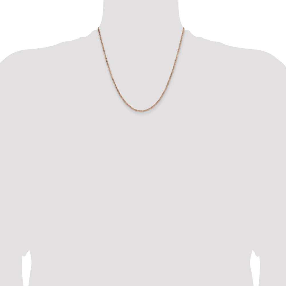 14K Rose Gold 20" Polished Spiga Chain - 2.1mm Width with Lobster Clasp by 0