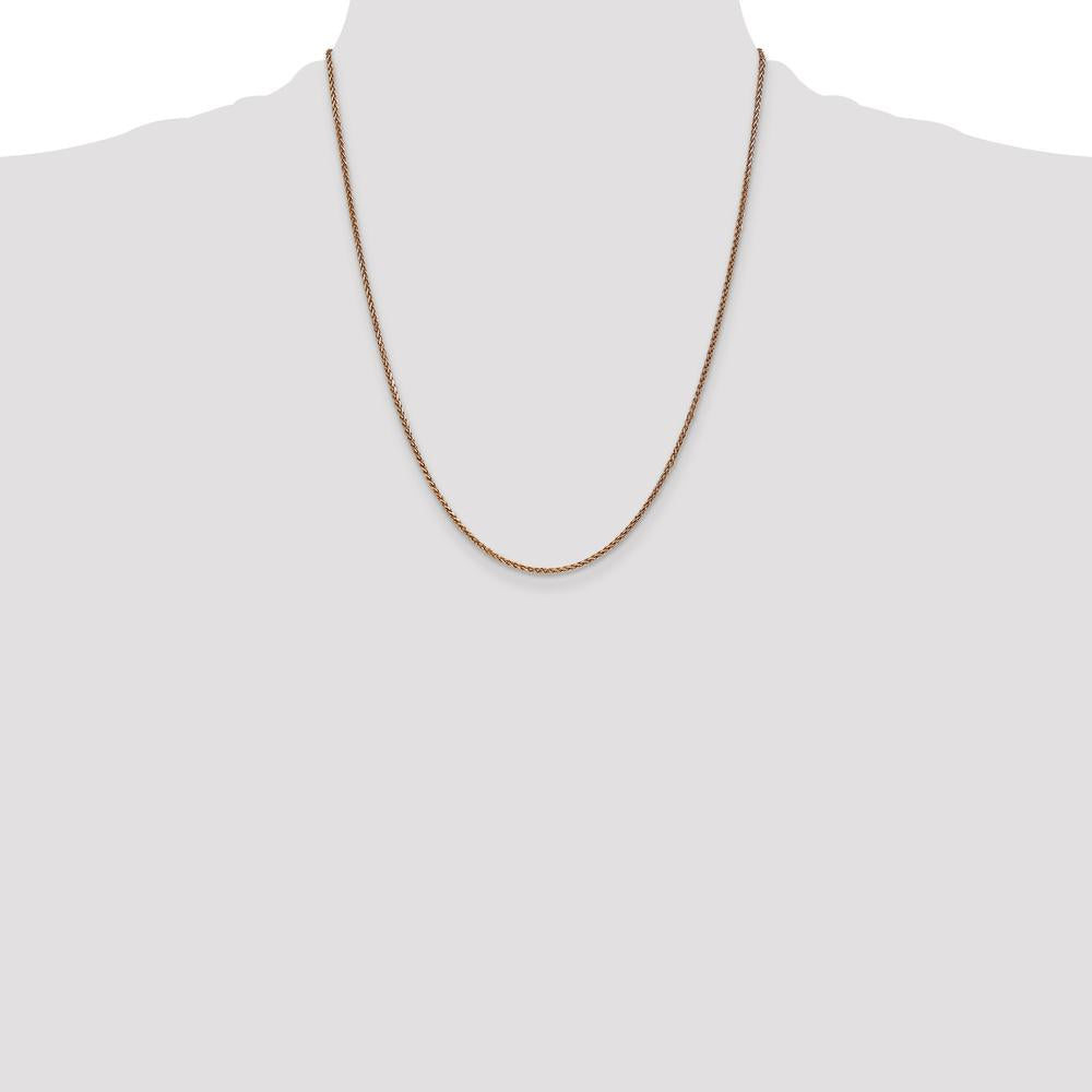 14K Rose Gold 22" 1.7mm Diamond-cut Spiga Chain with Lobster Clasp Necklace by 0