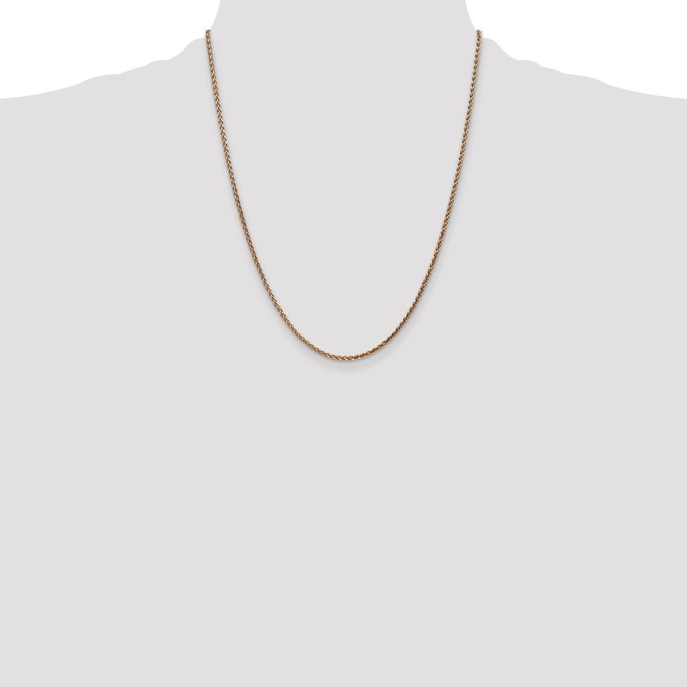 14K Rose Gold 22" 2.1mm Diamond-cut Spiga Chain with Lobster Clasp by 0