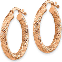 14K Rose Gold 22.5mm Diamond-Cut Polished Round Hoop Earrings by 0