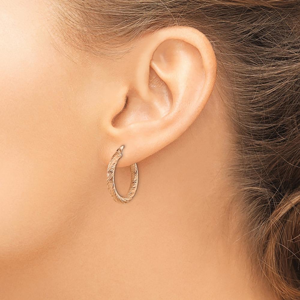 14K Rose Gold 22.5mm Diamond-Cut Polished Round Hoop Earrings by 0