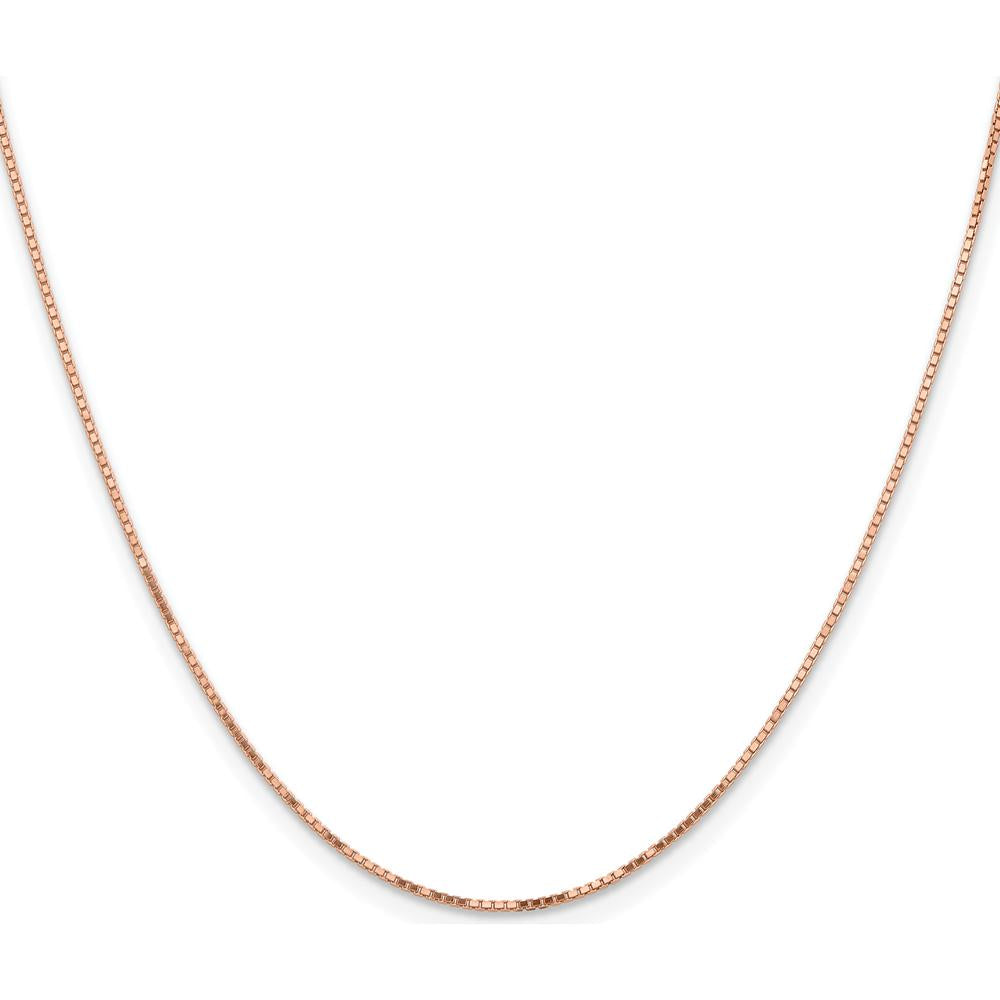 14K Rose Gold 22" Box Link Chain Necklace - 0.95mm Width by 0
