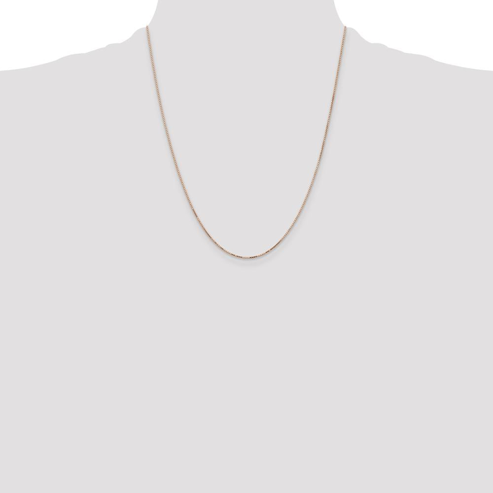 14K Rose Gold 22" Box Link Chain Necklace - 0.95mm Width by 0