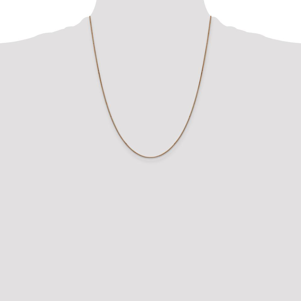 14K Rose Gold 22" Box Link Chain Necklace - 0.9mm Width with Lobster Clasp by 0