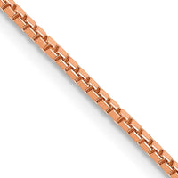 14K Rose Gold 22" Box Link Chain Necklace with Lobster Clasp - 1.3mm Width by 0