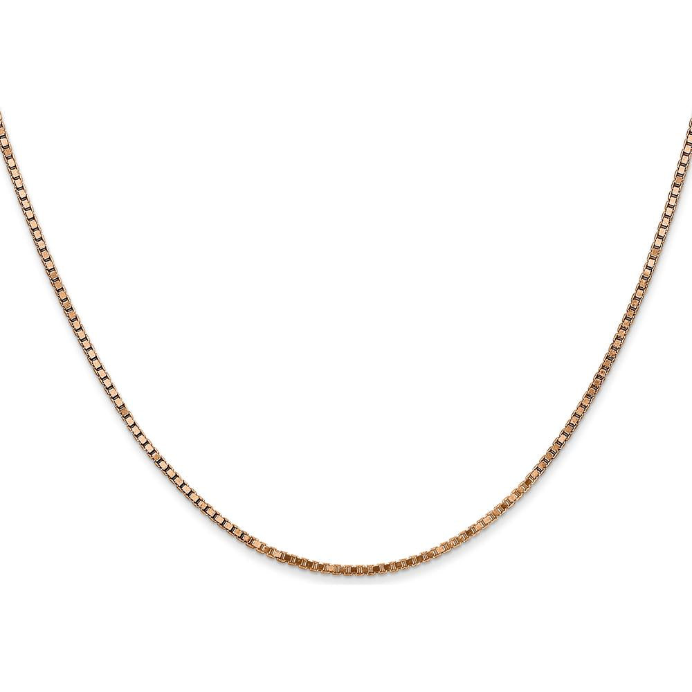 14K Rose Gold 22" Box Link Chain Necklace with Lobster Clasp - 1.3mm Width by 0