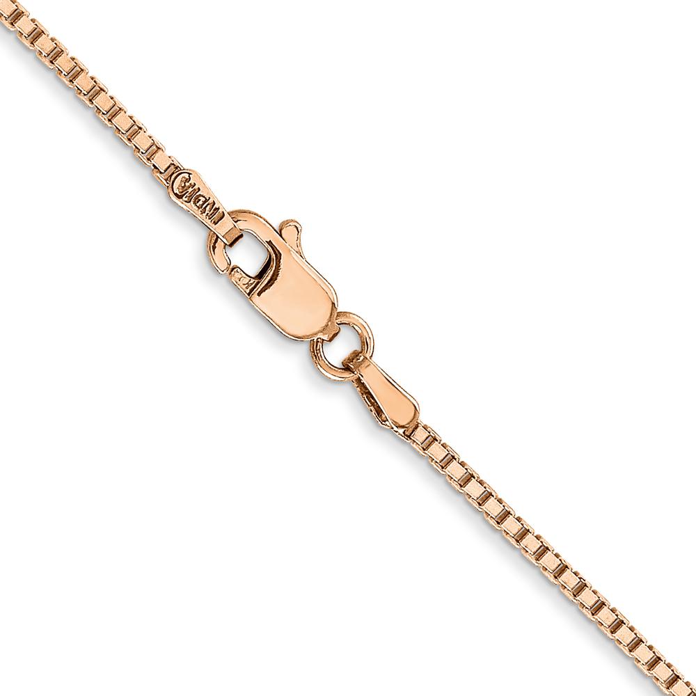 14K Rose Gold 22" Box Link Chain Necklace with Lobster Clasp - 1.3mm Width by 0