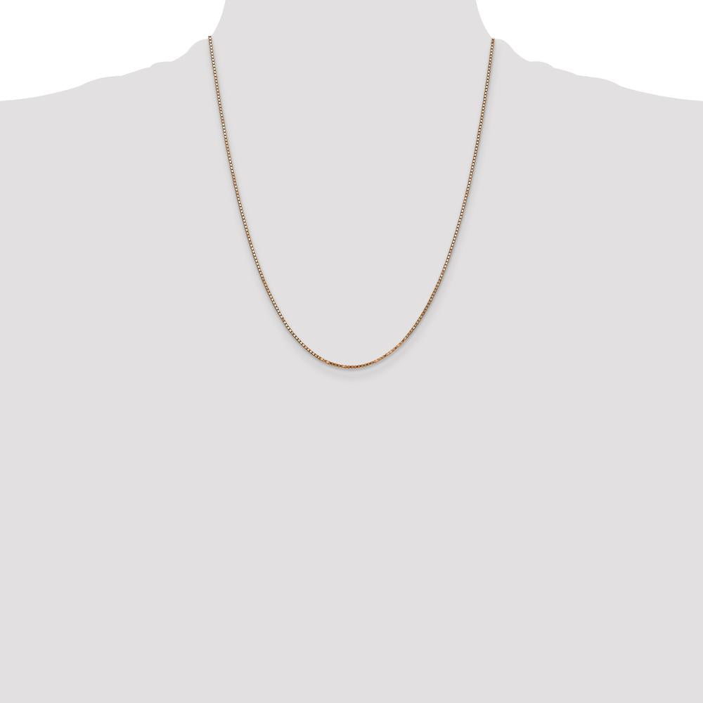 14K Rose Gold 22" Box Link Chain Necklace with Lobster Clasp - 1.3mm Width by 0