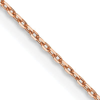 14K Rose Gold 22" Diamond-Cut Cable Chain with Lobster Clasp - 0.8mm Width by 0