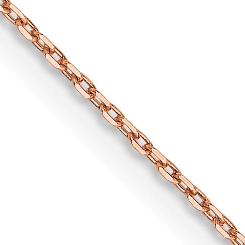 14K Rose Gold 22" Diamond-Cut Cable Chain with Lobster Clasp - 0.8mm Width by 0