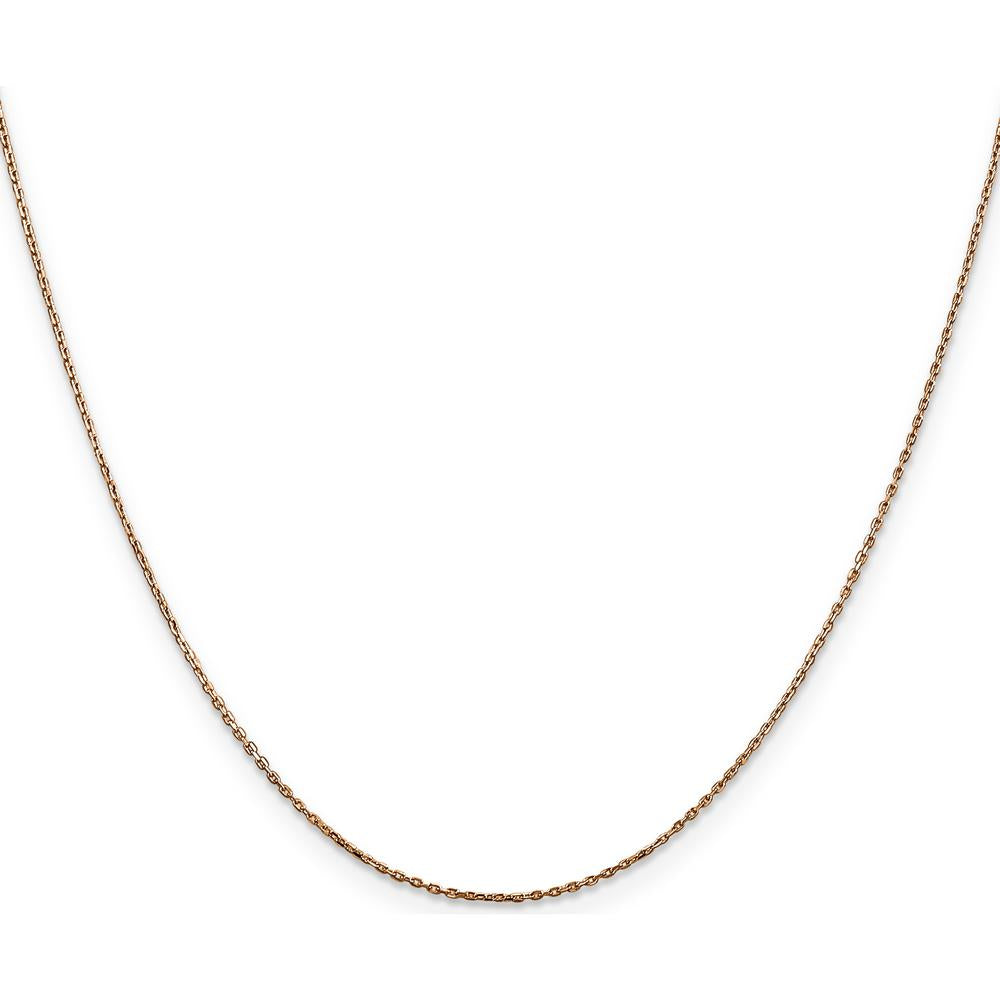 14K Rose Gold 22" Diamond-Cut Cable Chain with Lobster Clasp - 0.8mm Width by 0