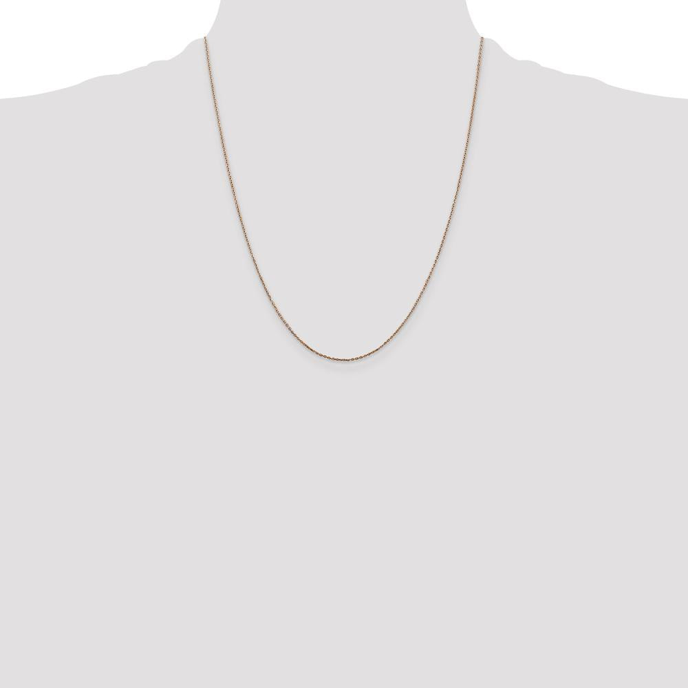 14K Rose Gold 22" Diamond-Cut Cable Chain with Lobster Clasp - 0.8mm Width by 0
