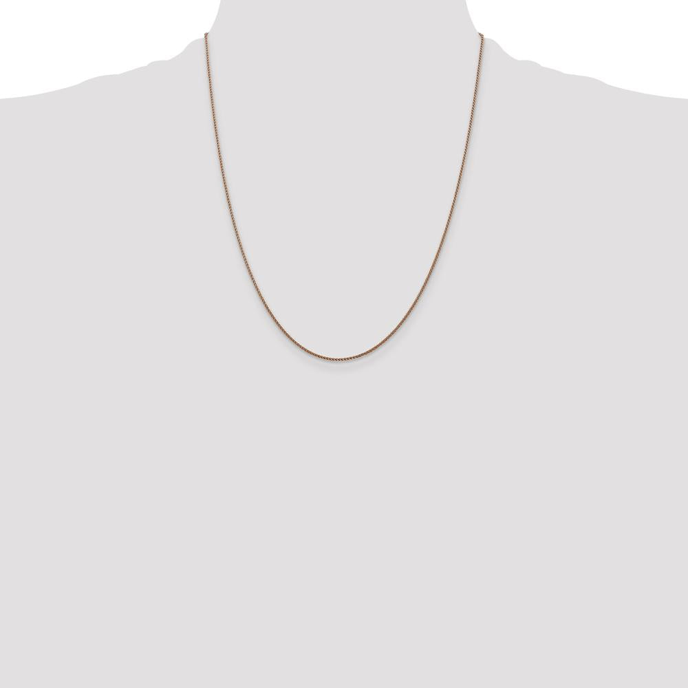 14K Rose Gold 22" Spiga Chain Necklace with Diamond-cut Texture - 1.05mm Width by 0