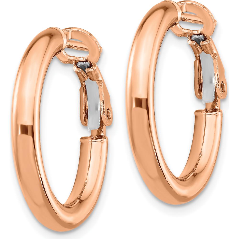 14K Rose Gold 22mm Polished Medium Hoop Earrings with Omega Back by Oro Pregiato
