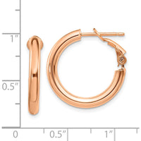 14K Rose Gold 22mm Polished Medium Hoop Earrings with Omega Back by Oro Pregiato