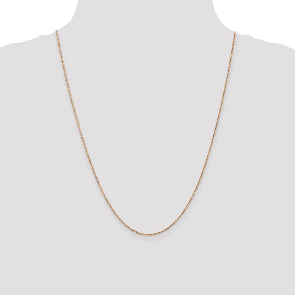 14K Rose Gold 24" Baby Rope Chain with Spring Ring Clasp - 0.8mm Width by 0